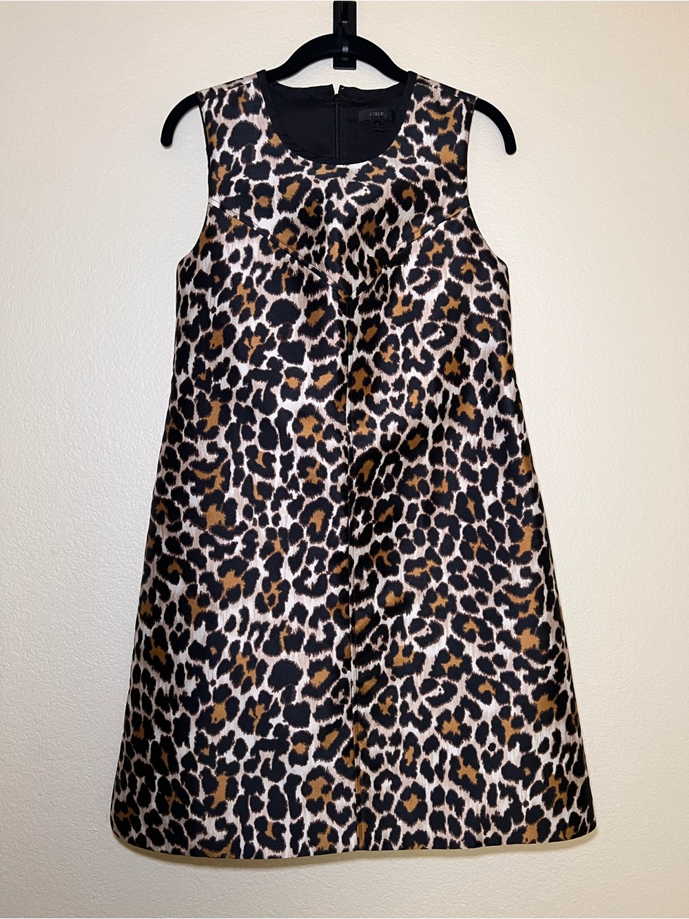 J. Crew Leopard Print Sleeveless Midi Dress - Black/Brown/Cream